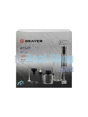 Блендер погружной BRAYER BR1251 черный, 1200 Вт, плавная регулировка, турбо