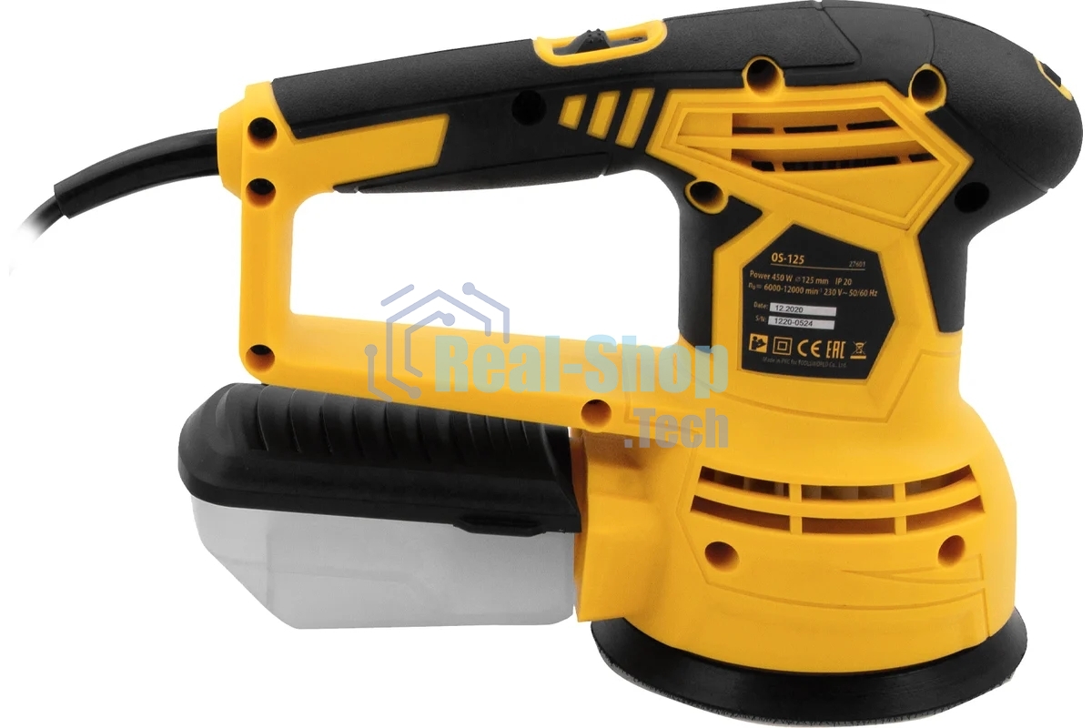 Эксцентриковая шлифовальная машина Denzel OS-125, 450 Вт, 6000-12000 об/мин