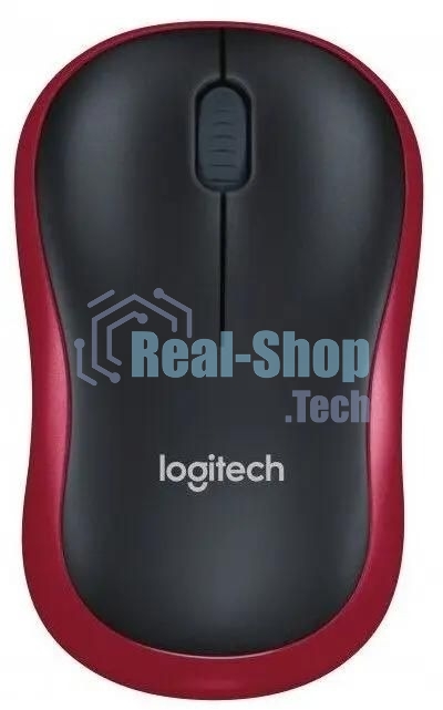 Мышь беспроводная Logitech M186 черный/красный, 1000 dpi, радиоканал, USB, кнопки - 3