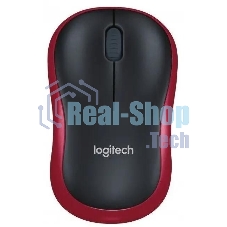 Мышь беспроводная Logitech M186 черный/красный, 1000 dpi, радиоканал, USB, кнопки - 3