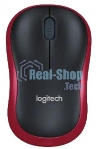 Мышь беспроводная Logitech M186 черный/красный, 1000 dpi, радиоканал, USB, кнопки - 3