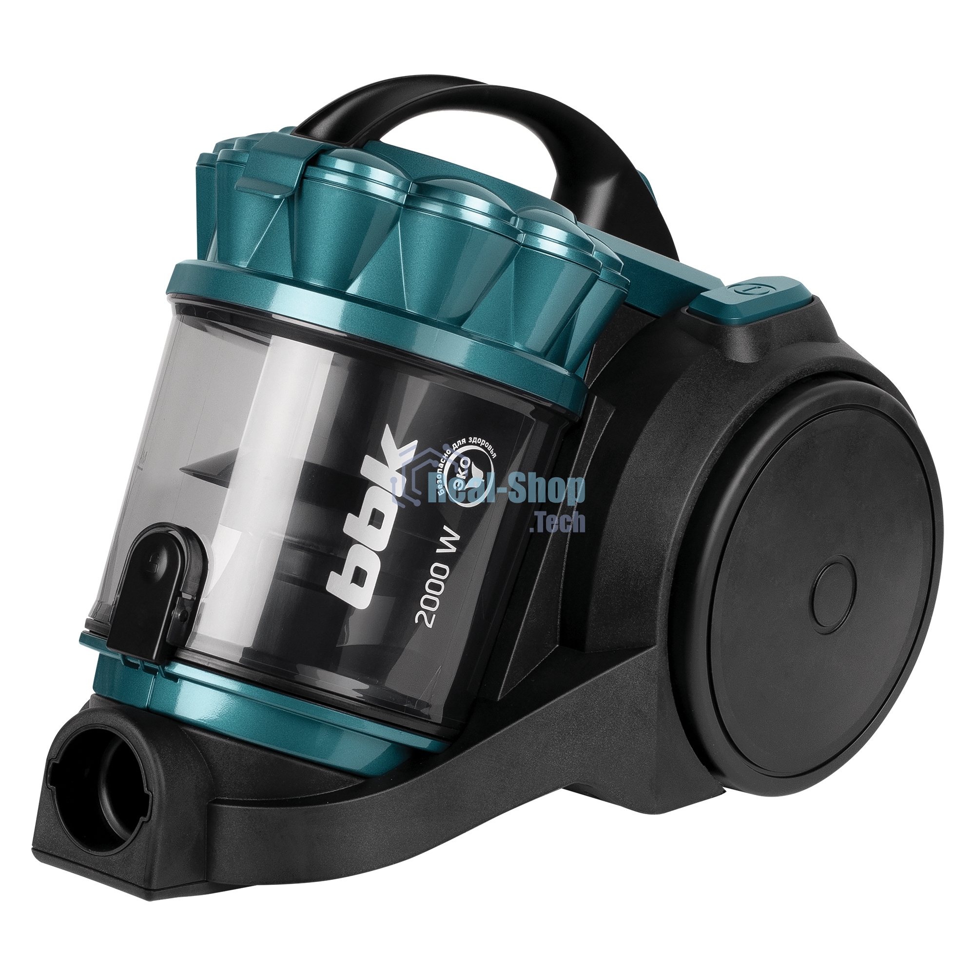Пылесос BBK BV1505 черный/изумрудный, 350/2000 Вт, уборка сухая, пылесборник контейнер 2 л