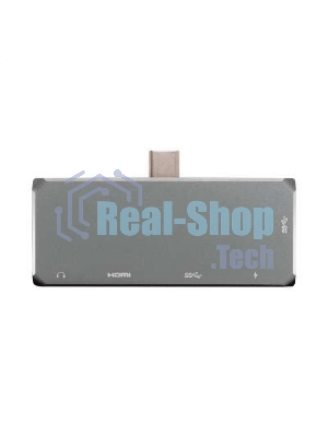 USB-концентратор 5-в-1 ExeGate DUB-31C/PD/HA (кабель-адаптер USB Type-C --> 1xUSB3.0 + Type-C DATA (480Mb/s) + PD 100W + HDMI 4K@30Hz + Audio, Plug&Play, подходит для iPad Pro и мобильных телефонов, серый)