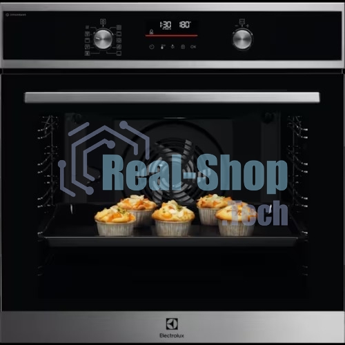 Электрический духовой шкаф Electrolux с конвекцией, приготовление на пару, объем 72 л, 10 режимов, автопрограммы, очистка пиролитическая, 3 стекла в дверце, направляющие проволочные + телескопические (1 уровень)