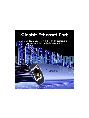 Сетевой адаптер Vention USB 3.0 M/Gigabit Ethernet RJ45+OTG хаб 3xUSB Синий - 0.15м.