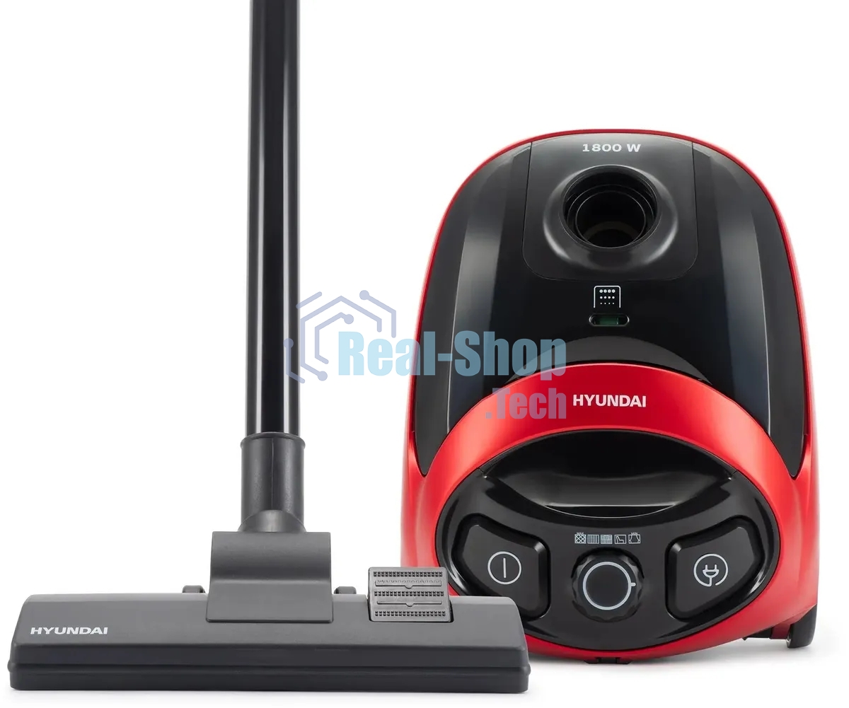 Пылесос Hyundai HYV-B1570 красный/черный, 250/1800 Вт, уборка сухая, пылесборник мешок, 1.5 л (в компл.:1мешок)
