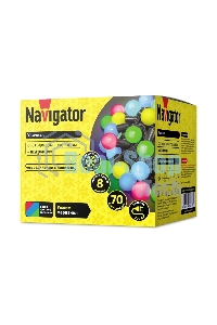 Гирлянда Navigator NGF-B02-70RGB-10-8m-230-BL-IP44