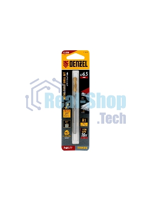 Сверло спиральное по металлу Denzel 6,5 x 100 мм, Р6М5, Golden Tip