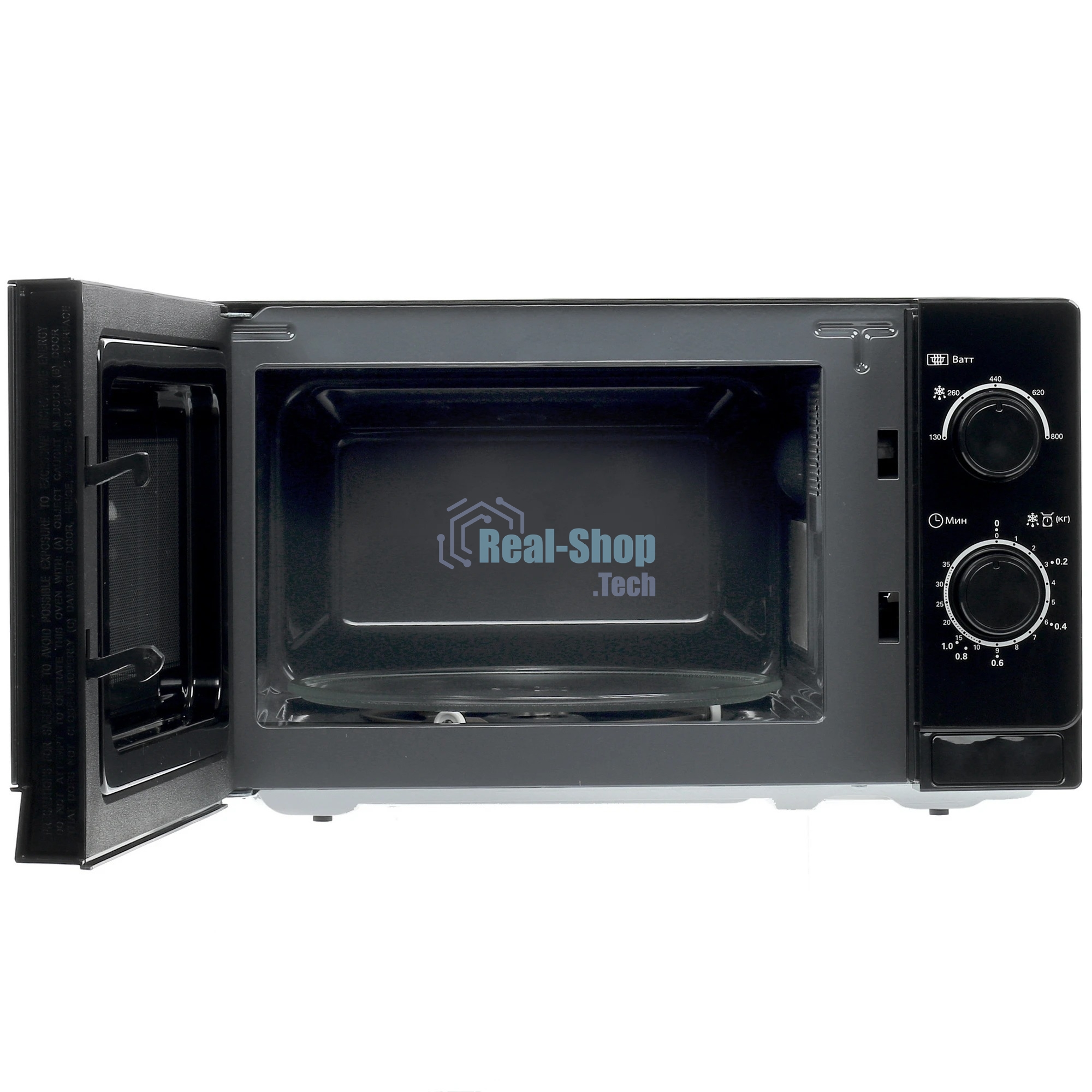 Микроволновая печь Sharp R-2000RK черный, 20 л, 800 Вт, переключатели - поворотный механизм