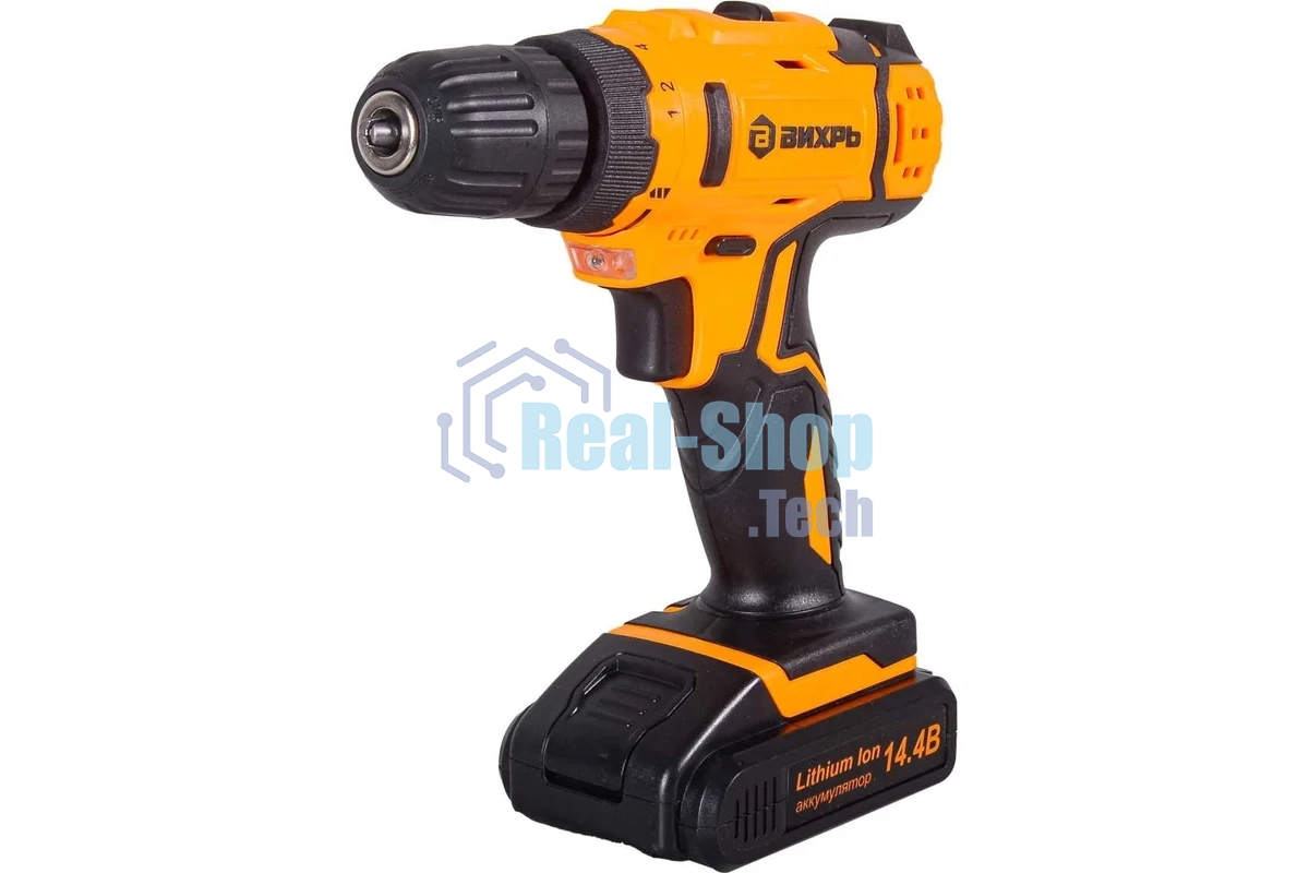 Дрель-шуруповерт аккумуляторная Вихрь ДА-14,4Л-2К 72/14/8, Аккумуляторная, 14,4В, 2 АКБ, Кейс