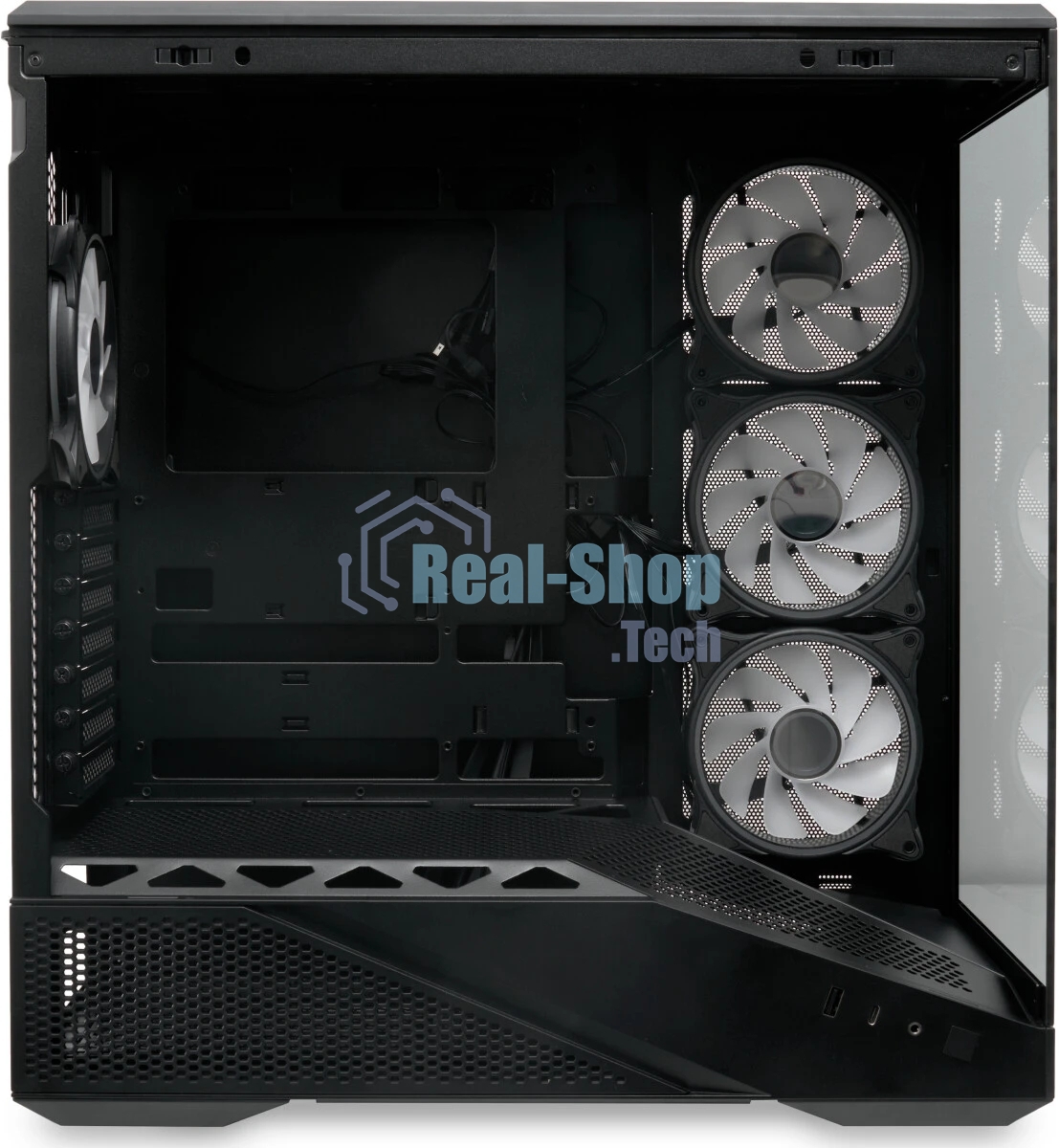 Компьютерный корпус без блока питания HSPD F711-TGbK-ARGB, Panoramic Full Tower, черный, TG, 0.7 SPCC, 4x120мм ARGB ATX, mATX, mITX 190/420/280мм 2x2.5