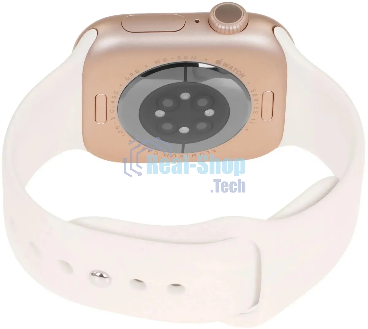 Умные часы Apple Watch Series 11 A3333 46мм OLED корп.розовое золото Sport Band рем.белый разм.брасл.:S/M (MEV64LW/A)