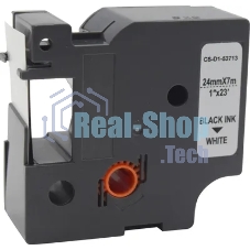 Картридж ленточный Cactus CS-D1-53713 24мм, черный шрифт, белый фон, 7м для DYMO Rhino Pro 6000, LM 500TS