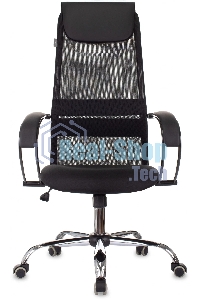 Кресло руководителя Бюрократ CH-607BS черный, сетка/ткань, крестов. металл хром