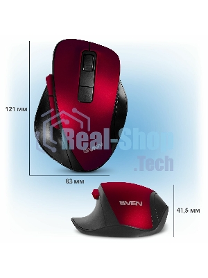 Мышь беспроводная SVEN RX-525SW красная (бесшумн. кл., 5+1кл. 600-1400DPI, Soft-touch, блист.)