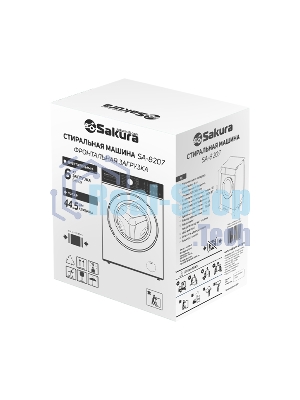 Стиральная машина SAKURA SA-8207W белый, загрузка фронтальная 6 кг, 1200 об/мин, класс A