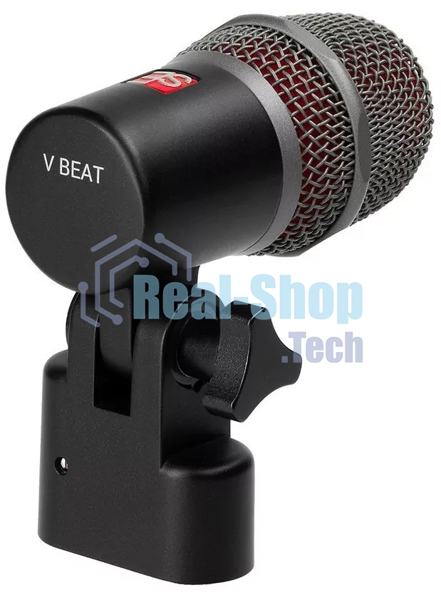 Микрофон динамический sE Electronics V BEAT инструментальный, для малых барабанов и томов, 30 Гц 19 кГц, суперкардиоида, комплектация: резьбовой адаптер, чехол на молнии, ветрозащита, гайка с накаткой для надежной фиксации микрофона