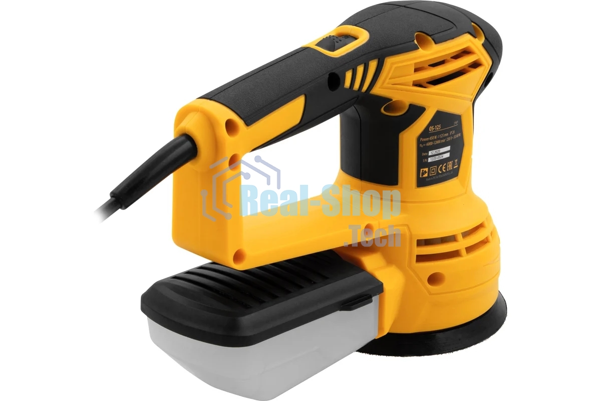 Эксцентриковая шлифовальная машина Denzel OS-125, 450 Вт, 6000-12000 об/мин