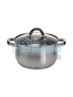 Кастрюля WEBBER BE-145/2 4 л, нержавеющая сталь, со стеклянной крышкой