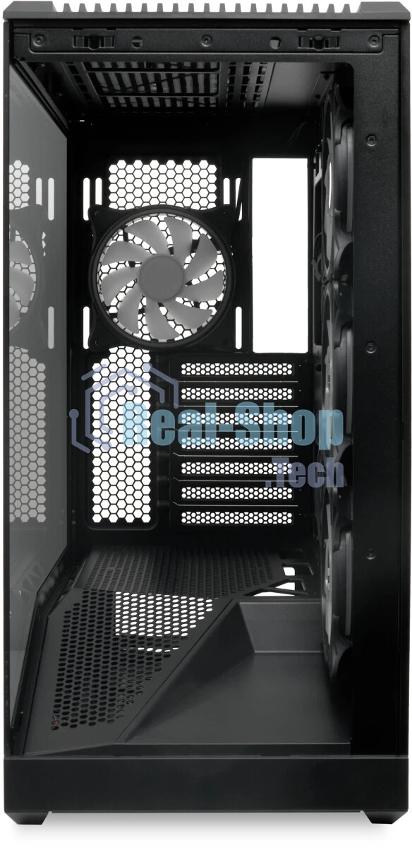 Компьютерный корпус без блока питания HSPD F711-TGbK-ARGB, Panoramic Full Tower, черный, TG, 0.7 SPCC, 4x120мм ARGB ATX, mATX, mITX 190/420/280мм 2x2.5