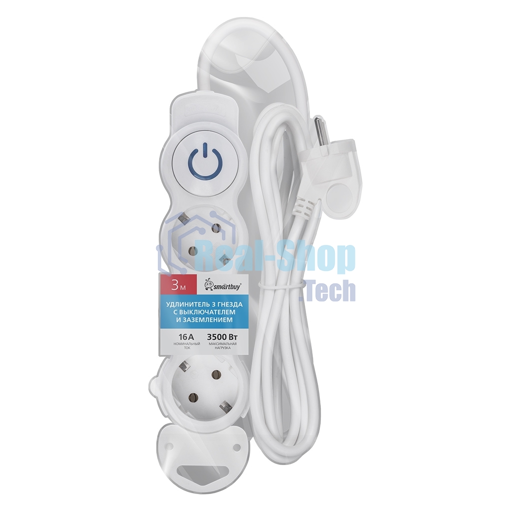 Удлинитель Smartbuy (SBE-16-3-03m-ZS) 3 роз х 3,0 м - белый