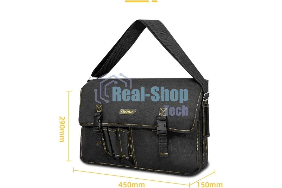 Сумка-портфель для инструментов Deli DL-P8 450 x 150 x 290мм, 8 карманов, плечевой ремень, ткань Оксфорд
