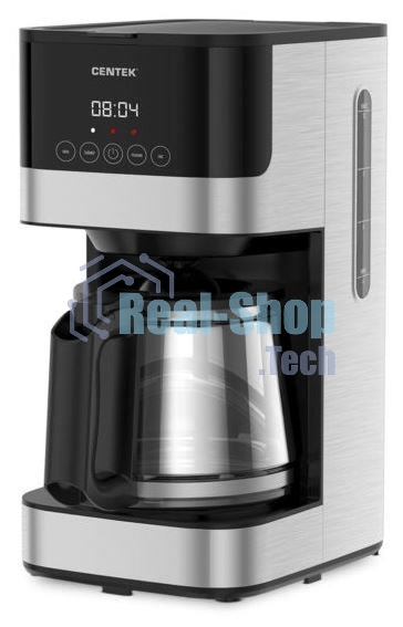 Кофеварка капельная Centek CT-1150 черный/сталь, исп. кофе - молотый, 1.5 л, 1000 Вт.