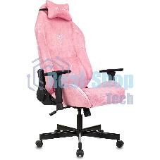 Кресло игровое Knight N1 Fabric розовый Velvet 36 с подголов. крестовина металл