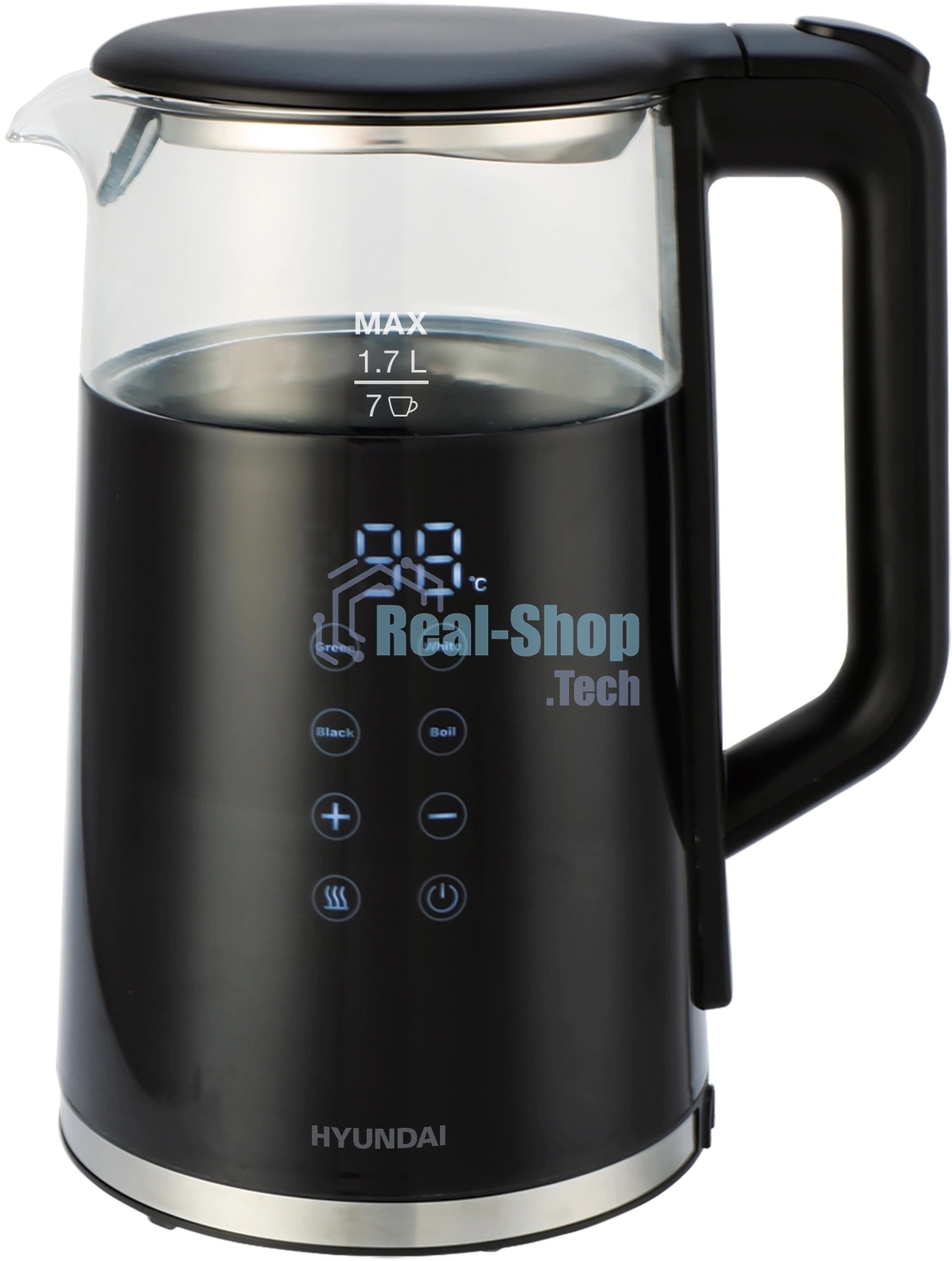 Чайник электрический Hyundai HYK-G5403 1.7л. 2200Вт черный корпус: стекло