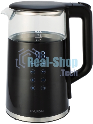 Чайник электрический Hyundai HYK-G5403 1.7л. 2200Вт черный корпус: стекло