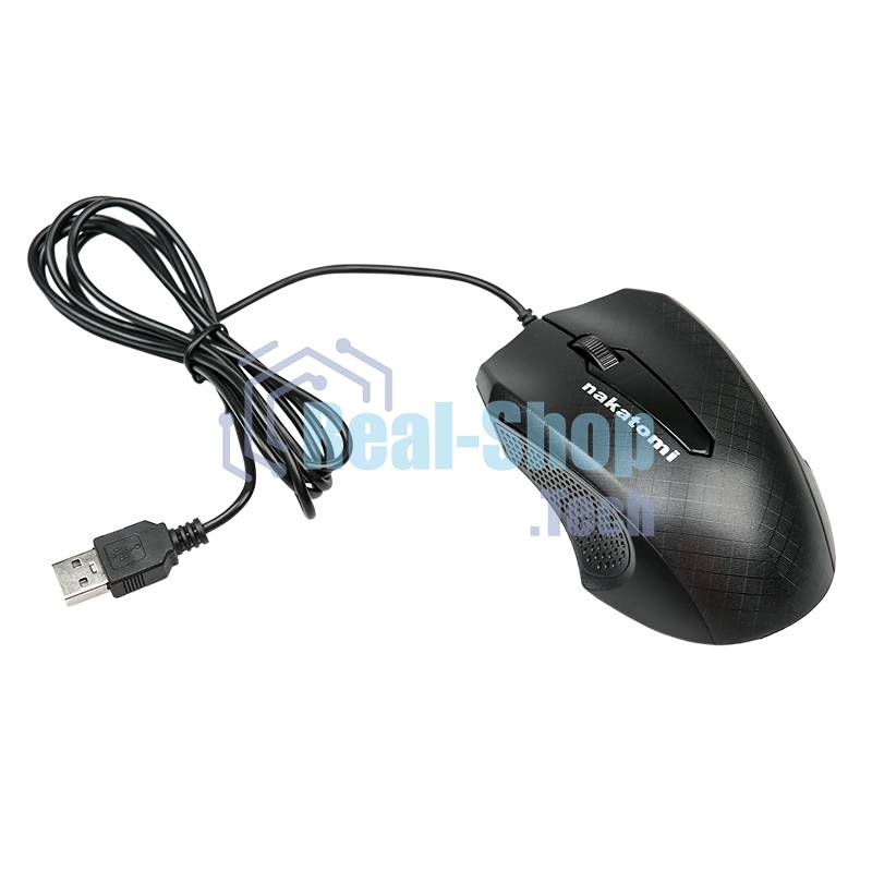 Мышь проводная Nakatomi MON-07U черный, 800 dpi, USB, кнопки - 3