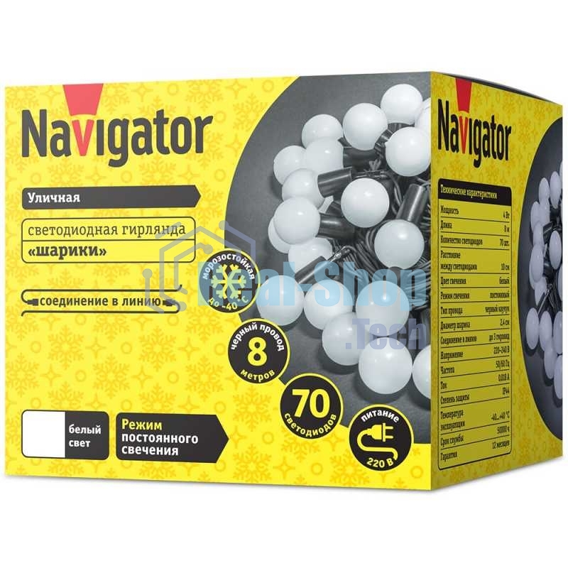 Гирлянда Navigator NGF-B02-70CW-10-8m-230-BL-IP44