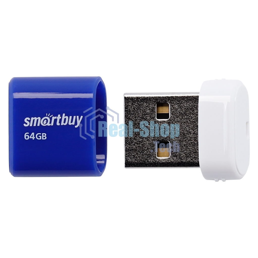 Флешка USB SmartBuy LARA Blue (SB64 GbLARA-B), 64Gb, USB 2.0, R/W 15/5, синий/белый