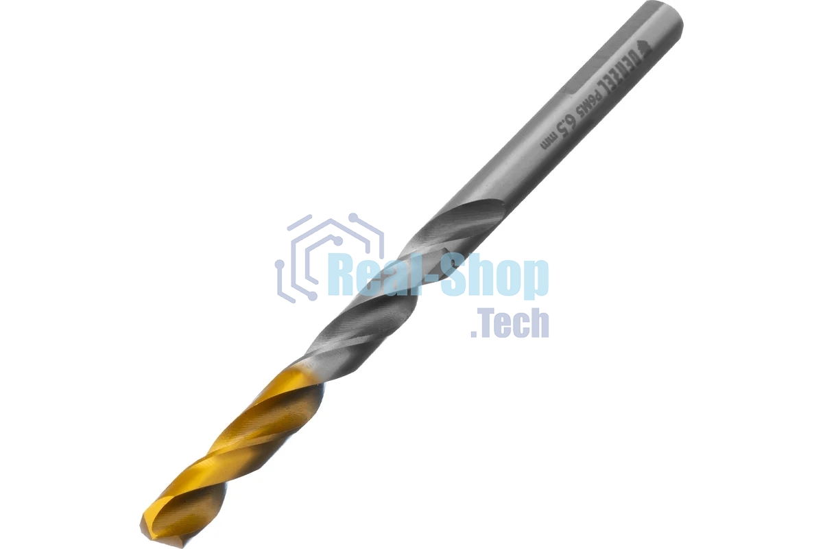 Сверло спиральное по металлу Denzel 6,5 x 100мм, Р6М5, Golden Tip