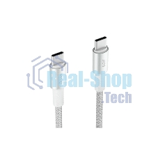 Кабель OLMIO MASTER, Type-C - Type-C, 60W 3A, 1.2м, тканевая оплетка, белый