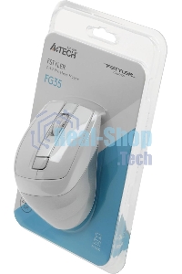 Мышь беспроводная A4Tech Fstyler FG35 серебристый/белый, 2000 dpi, радиоканал, USB, кнопки - 6