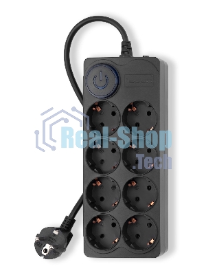 Сетевой фильтр Ippon BK-8-EU-3-10-B 3 м, 8 розеток, черный, коробка
