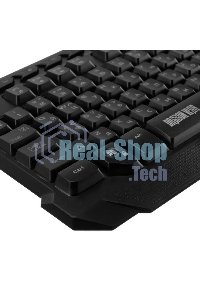 Игровой комплект Qumo Mystic K58/M76, кл-ра проводная 104 + 10 клавиш мультимедиа, встроенные подсветки общая + кнопок 3 цвета, мышь проводная, оптическая, 1200/1600/2400/3200 dpi с подсветкой, коврик