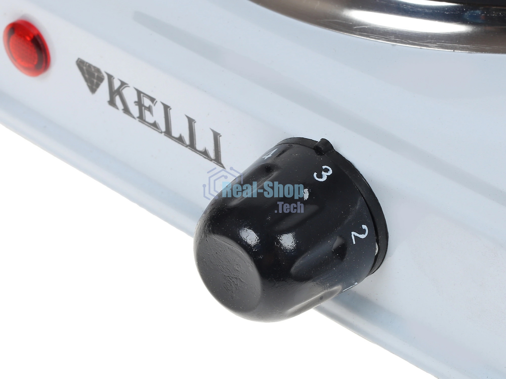 Плита настольная электрическая Kelli KL-5062 белый, 1 кВт, ТЭН, конфорки - 1, эмаль, поворотные переключатели