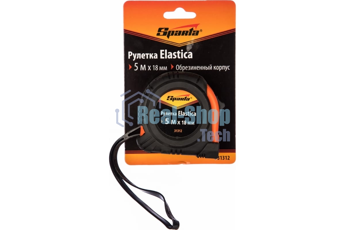 Рулетка Sparta elastica 5 мх18 мм обрезиненный корпус