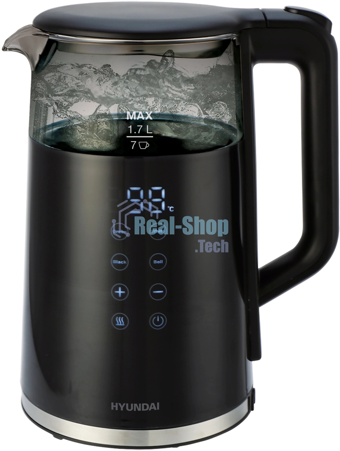 Чайник электрический Hyundai HYK-G5403 1.7л. 2200Вт черный корпус: стекло