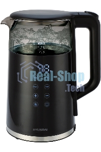 Чайник электрический Hyundai HYK-G5403 1.7л. 2200Вт черный корпус: стекло