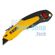 Нож строительный Denzel 19 мм, сменное трапециевидное лезвие, SK4, алюминиевый корпус, торцевой зажим