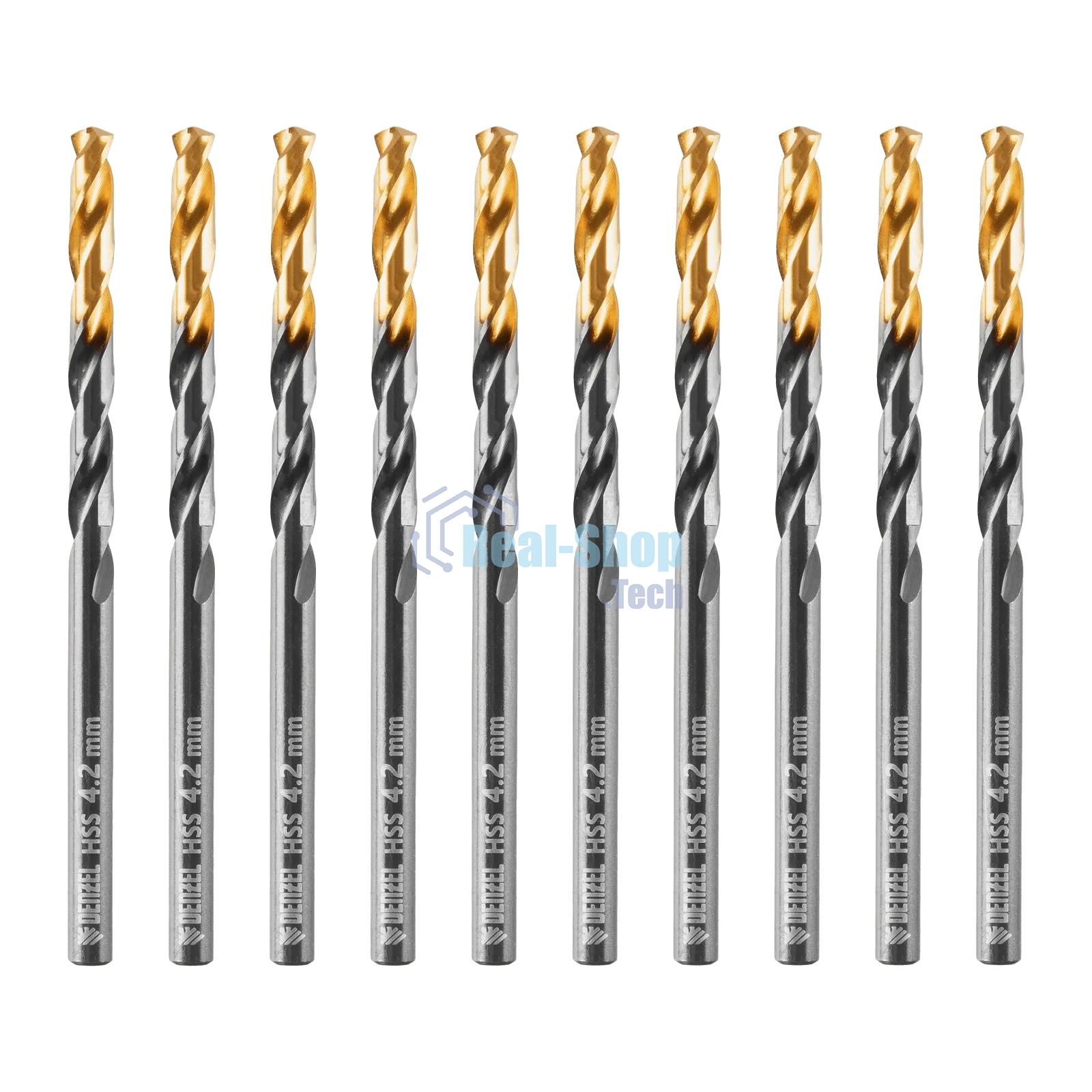 Сверло по металлу Denzel 4,2 мм, HSS-Tin, Golden Tip, 10 шт.