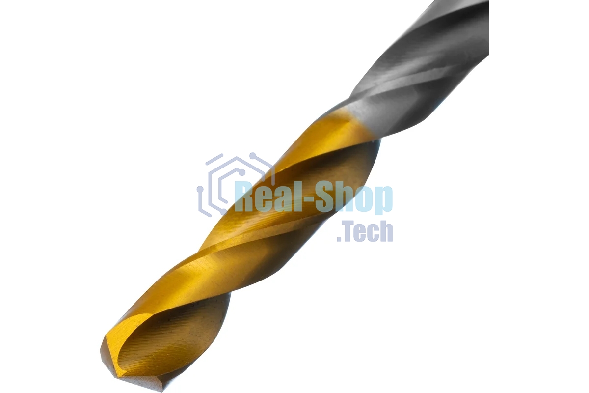 Сверло спиральное по металлу Denzel 6,5 x 100мм, Р6М5, Golden Tip