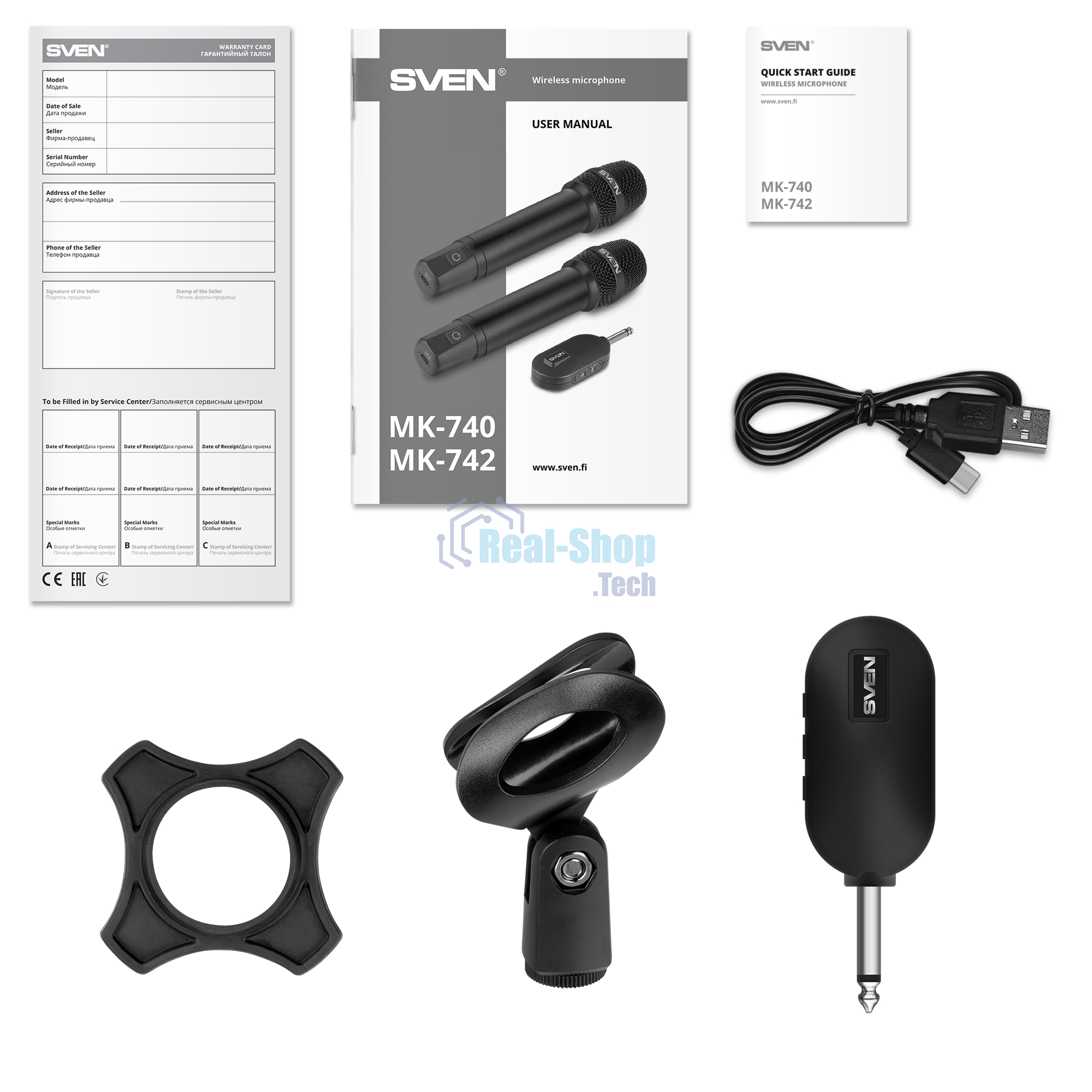 Микрофон беспроводной SVEN MK-740, черный (2.4GHz, 180mAh)