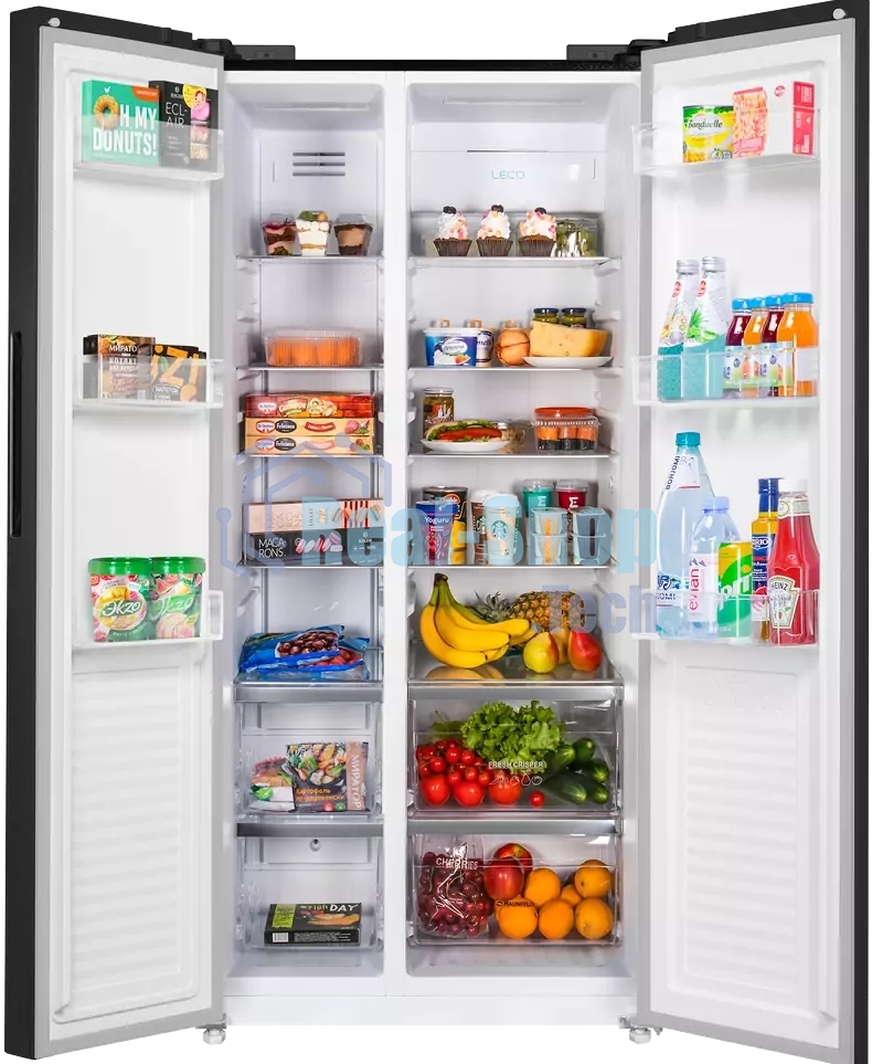 Холодильник Maunfeld MFF177NFB Slim Inverter черный двухкамерный 352/198л морозилка слева, No Frost, Side by Side