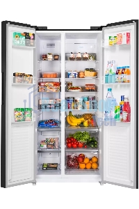 Холодильник Maunfeld MFF177NFB Slim Inverter черный двухкамерный 352/198л морозилка слева, No Frost, Side by Side