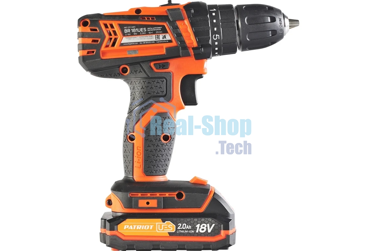 Дрель-шуруповерт аккумуляторная Patriot BR 181UES, Аккумуляторная, 21В, 2 АКБ, Кейс