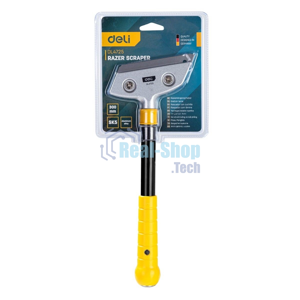 Скребок Deli DL4725 300мм Сталь SK5, Лезвие: глубина 18мм, толщина 0,5мм